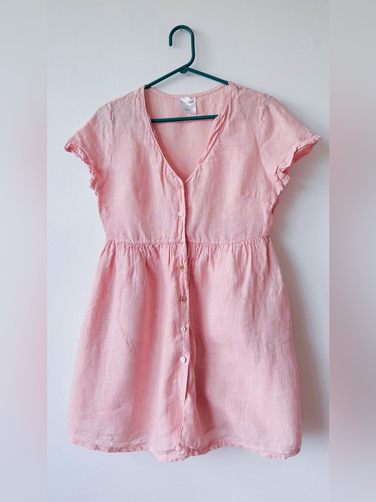 Jillian Harris Dresses & Skirts - Jillian Harris x Priv Blush Pink Linen Button Up Babydoll Dress size S